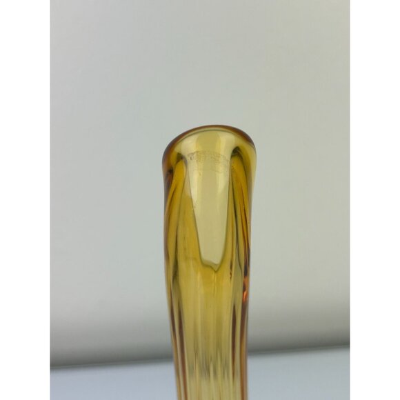 Fenton Colonial Vintage Amber Glass Art Swung Vase Thumbprint Base 12" Boho - Picture 8 of 15